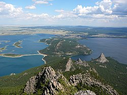 View of Burabay between the two lakes