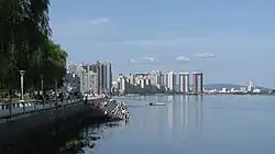 View of Dandong's skyline on the Yalu River