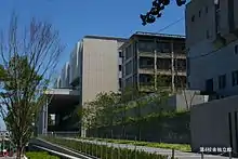 Walkway next to large building