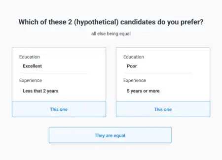 Example pairwise-ranking question for PAPRIKA decision-making method