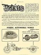 1911 advertisement for Nyberg in Motor Age Magazine