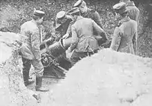 German soldiers loading a 25 cm MinenWerfer, World War I