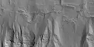 Close view of gullies, as seen by HiRISE under HiWish program