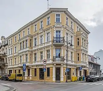 Corner house view of both renovated facades