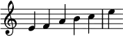  {
\override Score.TimeSignature #'stencil = ##f
\relative c' {
  \time 5/4
  e f a b c | e
} }

