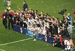 Players of A.C. Milan celebrate after the 2007 UEFA Champions League Final