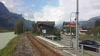 Aareschlucht West station, typical of the line's intermediate stops