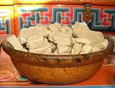 Aaruul in a serving bowl