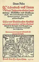 Adam Ries, Rechenung auff der linihen und federn (2nd Ed.), 1525