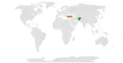 Map indicating locations of Afghanistan and Turkey