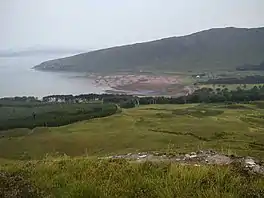 A bay on the left, coastline on the right