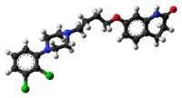 Ball-and-stick model of the aripiprazole molecule