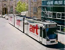 Tram no 458 with art – Das Kunstmagazinwrap advertising, for documenta X, 1997