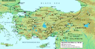 Geophysical map of Anatolia, with provinces, main settlements and roads