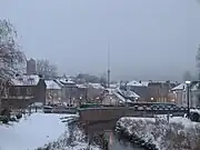 The park covered with snow.