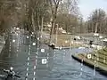 Flatwater gates on Capital Creek; whitewater course branches off to the right.