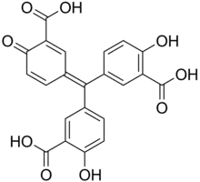 Skeletal formula of aurintricarboxylic acid