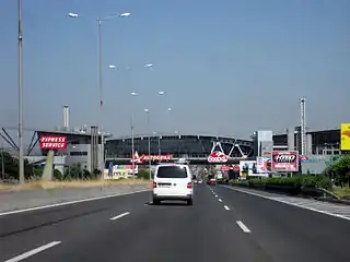 A1 Motorway near Athens, Greece with rest area above