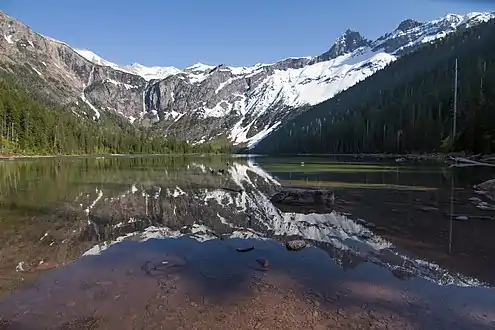 Avalanche Lake, with Little Matterhorn to right