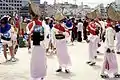 These women at the Awa Dance Festival wear the characteristic kasa of the dance.