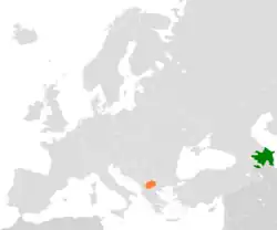 Map indicating locations of Azerbaijan and North Macedonia