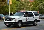 A white fire chief's car