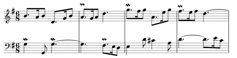 First 4 bars of the seventh variation.