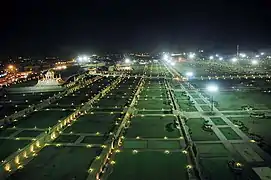 Aerial night-time view of the park