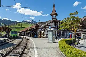 Station building with tracks