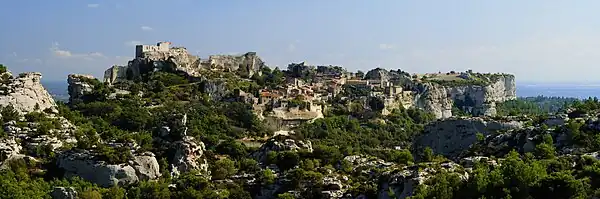 View of the village and its castle from the northwest