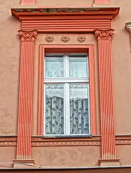 Detail of an adorned framework window