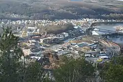 Bellows Falls in the early spring,viewed from Fall Mountain in New Hampshire