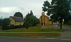 Center of the village with the Church of Our Lady of Częstochowa