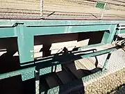 Underneath the grandstand of the Warren Ballpark are housed the concrete dugouts, locker rooms, showers and manager’s office.