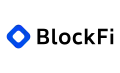 BlockFi's logo, a wordmark with a rotated blue square icon