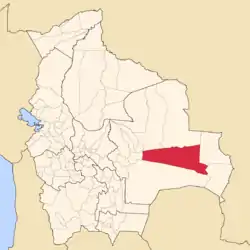 Location of Chiquitos Province within Bolivia