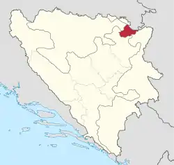 Location of Brčko District within Bosnia and Herzegovina