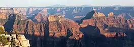 Brahma Temple (right) seen from North Rim at Bright Angel Point