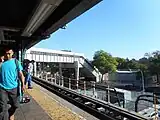 The bridge between the Jamaica platforms and Fulton Street subway