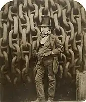 Image 419th-century engineer Isambard Kingdom Brunel by the launching chains of the SS Great Eastern (from Engineer)