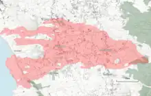 Extent of lava coverage with highlight of destroyed buildings i.a. in La Laguna on November 23, 2021