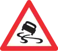 1.05 Slippery road (e.g. black ice; panel 5.13 can be added, if there is black ice or slippery snow on road)