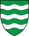 wavy—Vert, three bars wavy argent