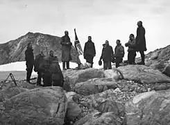 Douglas Mawson with members of BANZARE c.1930 claiming Mac Robertson Land for the Crown