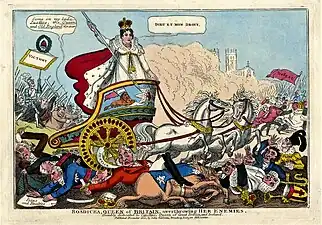 Caricature of Queen Caroline as Boudica