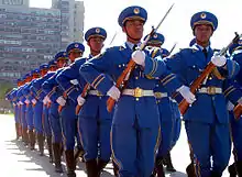 Airmen during an arrival ceremony