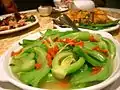 Cantonese-style braised mustard greens, with wolfberries