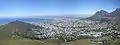 A view of the Cape Town city centre from Lions Head. Molteno Dam is visible in the centre right of the picture. Due to the city's expansion up the mountain slope, the dam is now completely surrounded by suburbs.