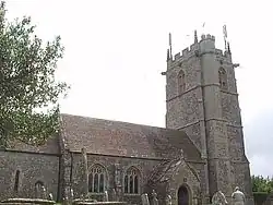 Stone building with square tower