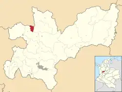 Location of the municipality and town of Marmato, Caldas in the Caldas Department of Colombia.